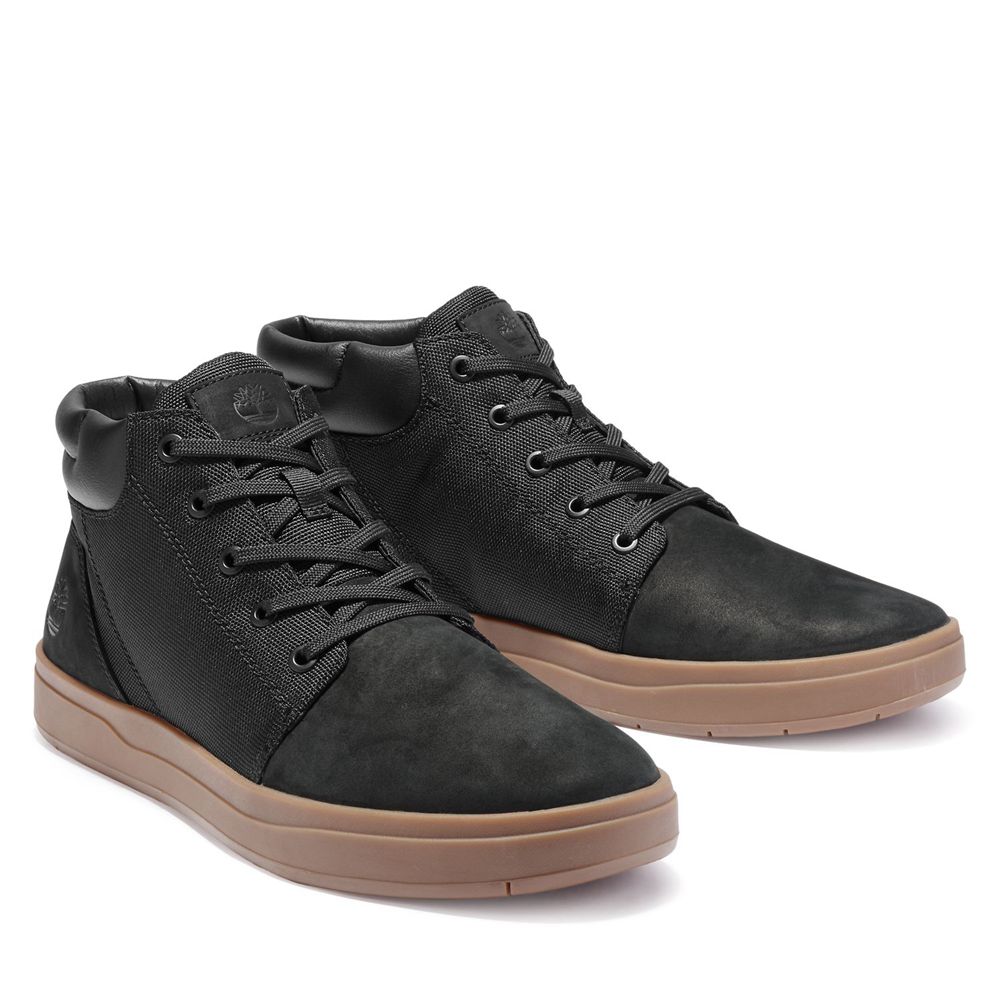 Timberland Chukka Μποτακια Ανδρικα Μαυρα - Davis Square Δερματινα Collar - Greece 7062893-XJ